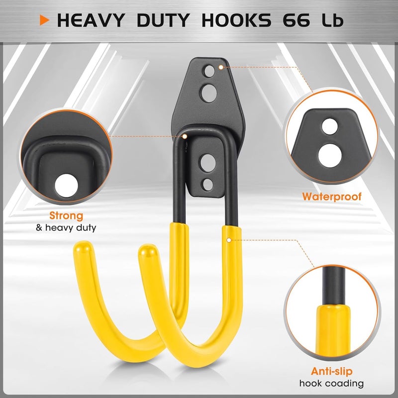 Pruite Hose Hanger Wall Mount 2 Pack,Heavy Duty Hose Holder with Screws Metal Hose Hangers for Outside,Hose Rack Suitable for Garage,Garden and Yard,Yellow - Image 4